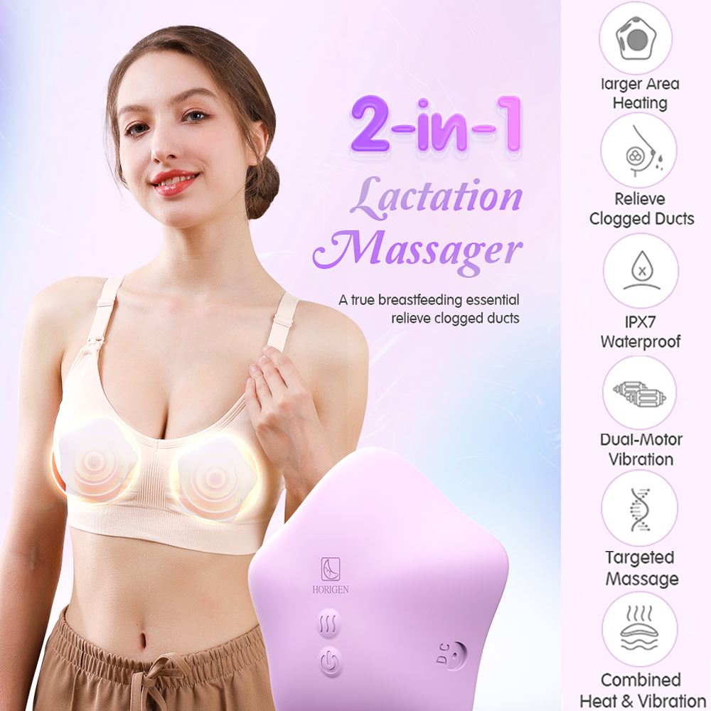HNTAQU Lactation Massager with Warming for Breastfeeding, Multiple Modes  and Heat for Clogged Milk Ducts, Support Clogged Milk Ducts, Breast